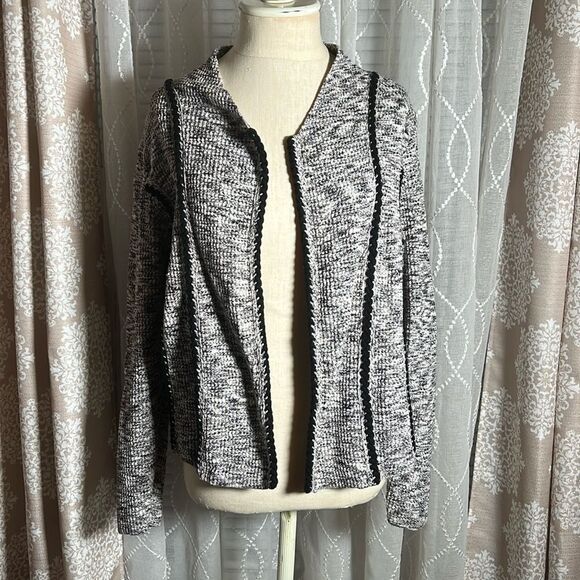 Nic & Zoe Black & White Open Front Cardigan - Size Medium - Picture 1 of 6